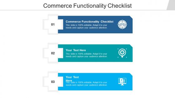 Commerce functionality checklist ppt powerpoint presentation slides elements cpb