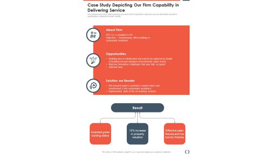 Commercial Case Study Depicting Our Firm Capability In Delivering One Pager Sample Example Document