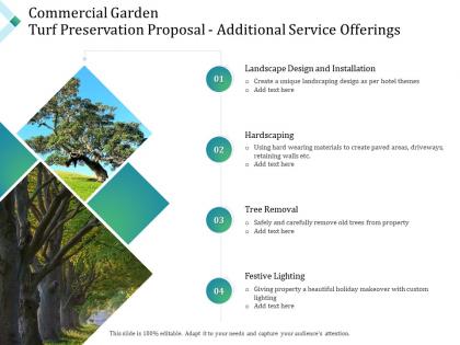 Commercial garden turf preservation proposal additional service offerings ppt powerpoint file