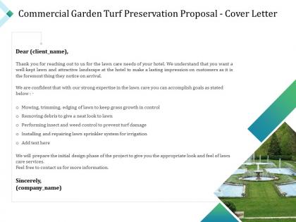 Commercial garden turf preservation proposal cover letter ppt powerpoint presentation slides