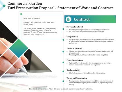 Commercial garden turf preservation proposal statement of work and contract ppt format