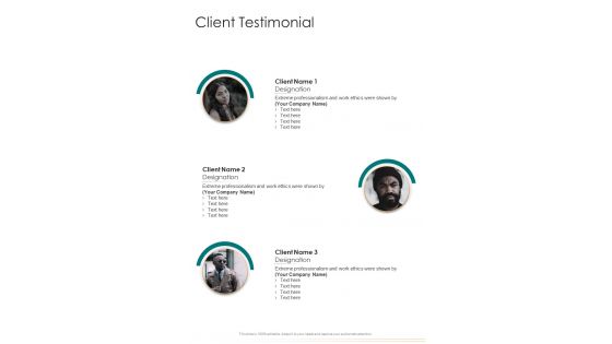 Commercial Plumbing Services Proposal Client Testimonial One Pager Sample Example Document