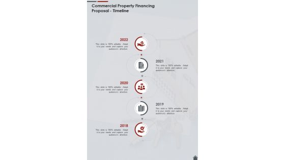 Commercial Property Financing Proposal Timeline One Pager Sample Example Document