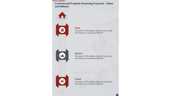 Commercial Property Financing Proposal Vision And Mission One Pager Sample Example Document