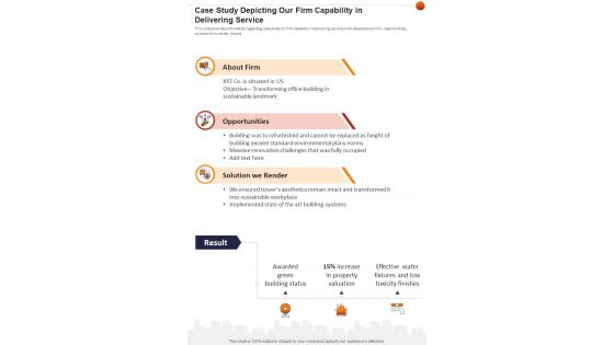 Commercial Real Estate Case Study Depicting Our Firm Capability One Pager Sample Example Document