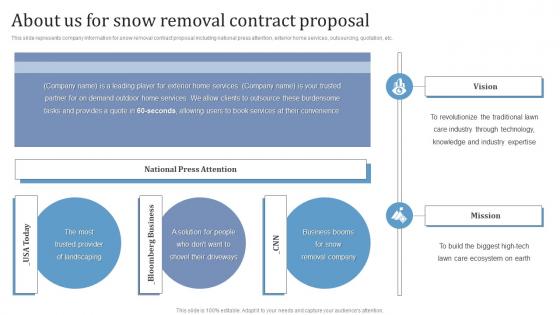 Commercial Snow Removal Services About Us For Snow Removal Contract Proposal Ppt Demonstration