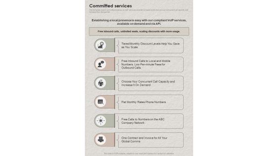 Committed Services Request For Proposals VOIP One Pager Sample Example Document
