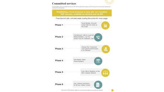 Committed Services Voip Infrastructure And Services One Pager Sample Example Document