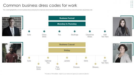 Common Business Dress Codes For Work Company Policies And Procedures Manual
