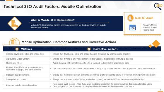 Common Mobile Optimization Identified In SEO Audit Edu Ppt
