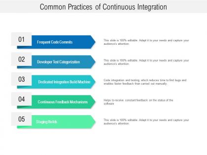 Common practices of continuous integration
