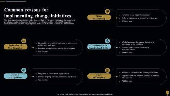 Common Reasons For Change Management Plan For Organizational Transitions CM SS
