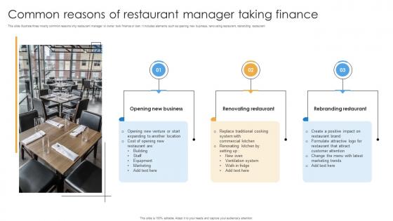 Common Reasons Of Restaurant Manager Taking Finance