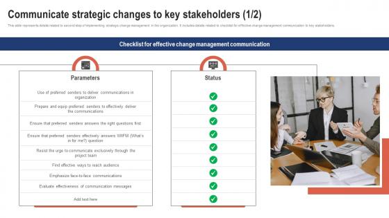 Communicate Strategic Changes To Key Stakeholders Strategic Change Management For Business CM SS V
