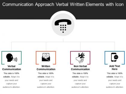 Communication approach verbal written elements with icon