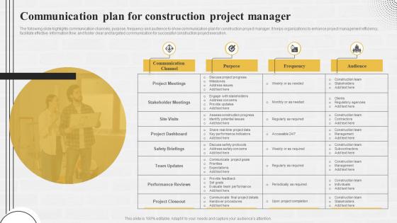 Communication Plan For Construction Project Manager