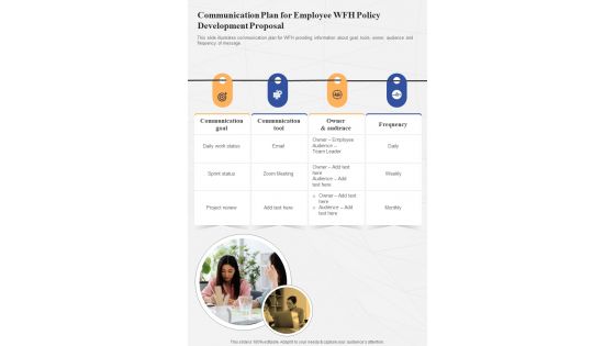 Communication Plan For Employee WFH Policy One Pager Sample Example Document