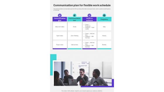 Communication Plan For Flexible Work Schedule One Pager Sample Example Document