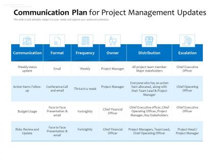 Communication plan for project management updates