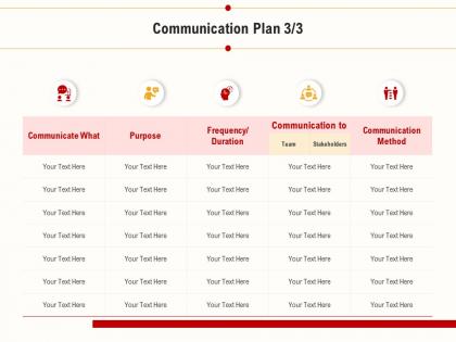 Communication plan stakeholders team ppt powerpoint deck