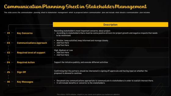 Communication Planning Sheet In Stakeholder Management Importance Of Nurturing A Stakeholder