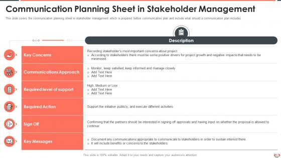 Communication Planning Sheet In Stakeholder Management Understanding The Importance