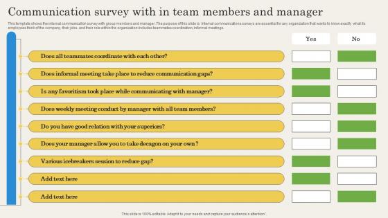 Communication Survey With In Team Members And Manager