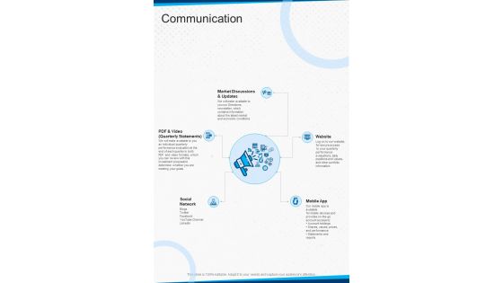 Communication Wealth Advisory Proposal One Pager Sample Example Document