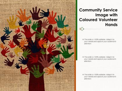 Community service image with coloured volunteer hands