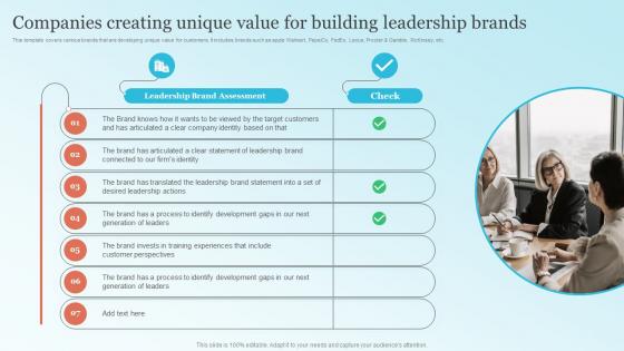 Companies Creating Unique Value For Building Strategic Brand Leadership Plan Branding SS V