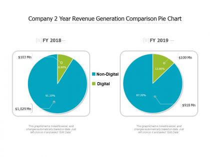 Company 2 year revenue generation comparison pie chart