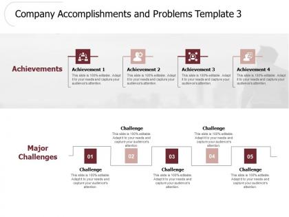 Company accomplishments and problems achievement h138 ppt powerpoint presentation professional tips