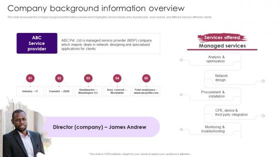 Company Background Information Overview Staff Induction Training Guide