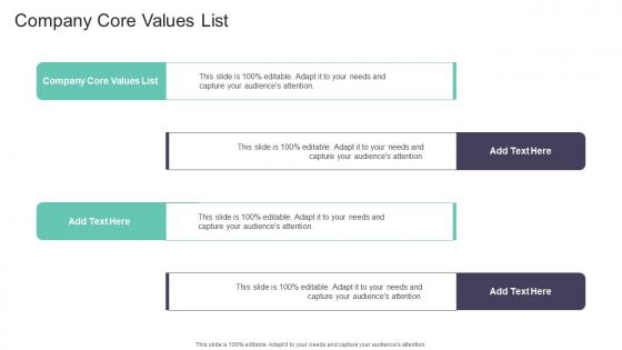 Company Core Values List In Powerpoint And Google Slides Cpb