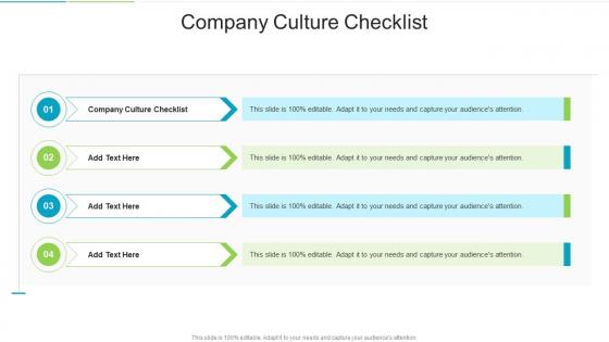 Company Culture Checklist In Powerpoint And Google Slides Cpb