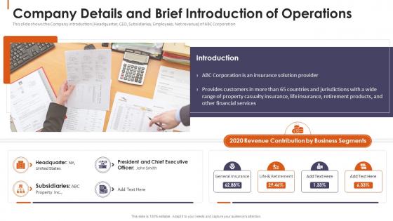 Company Details And Brief Introduction Of Operations Financial Reporting To Disclose Related