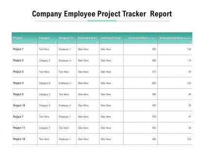 Company employee project tracker report