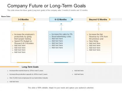 Company future or long term goals raise funding bridge financing investment ppt infographics