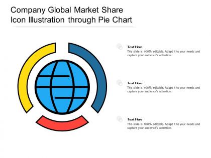 Company global market share icon illustration through pie chart