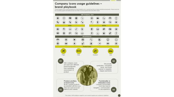 Company Icons Usage Guidelines Brand Playbook One Pager Sample Example Document