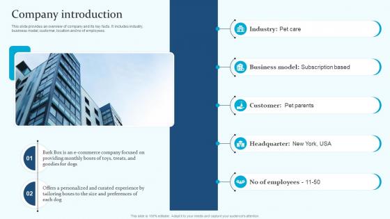 Company Introduction Bark Box Investor Funding Elevator Pitch Deck