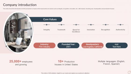 Company Introduction Video Production Company Profile Ppt Template