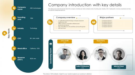 Company Introduction With Key Details Customer Acquisition Strategies Increase Sales