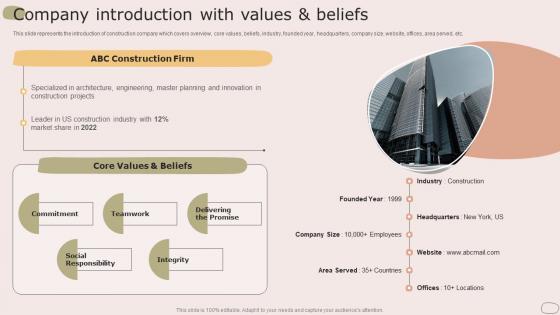 Company Introduction With Values And Beliefs Housing Company Profile