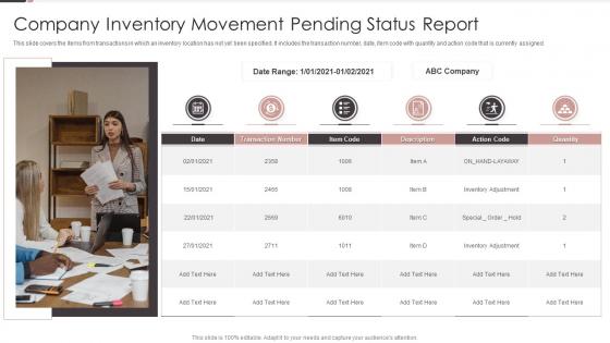 Company Inventory Movement Pending Status Report