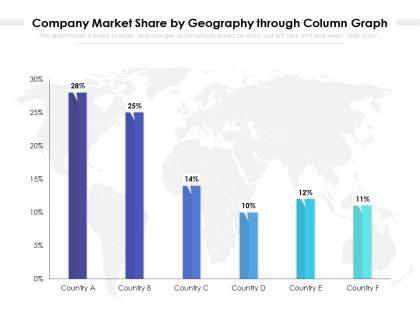 Company market share by geography through column graph