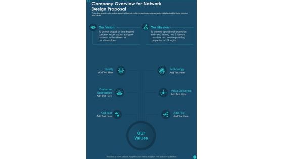 Company Overview For Network Design Proposal One Pager Sample Example Document