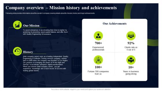 Company Overview Mission History And Achievements Sample Asset Valuation Report Branding