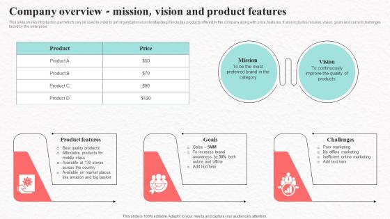 Company Overview Mission Vision Social Media Marketing To Increase Product Reach MKT SS V