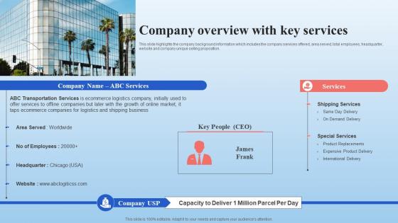 Company Overview With Key Services Supply Chain Management And Advanced Planning